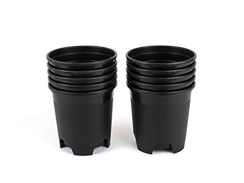 4.5 Inch Nursery Pot Plastic Planters for Outdoor Indoor Plants Gardening Flower Pots 0.35 Gallon 10-Pack Black Pot Liners with Drainage Holes
