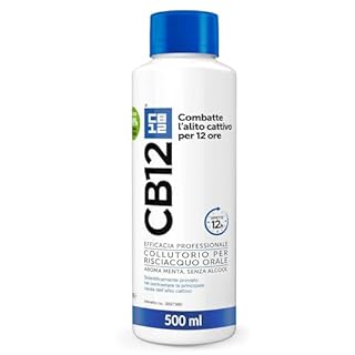 CB12 Collutorio Quotidiano, Senza Alcool, Combatte Alito Cattivo, Effetto 12 Ore, con Fluoruro, Senza Alcool, 500 ml