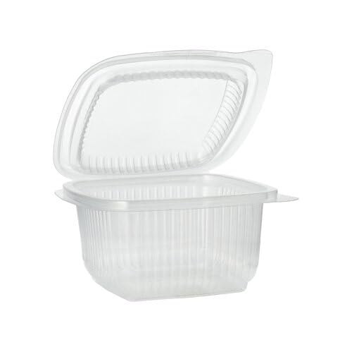 1000 Verpackungsbecher mit Klappdeckeln, PP rechteckig 375 ml 6,2 cm x 11,5 cm x 12 cm transparent