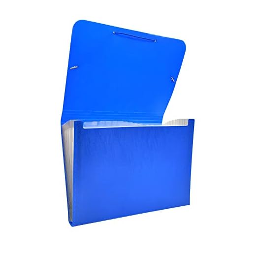Raylu Paper® - Carpeta clasificadora tipo acordeón para documentos con 12 compartimentos, archivador de plástico opaco con separadores para oficina (Azul)