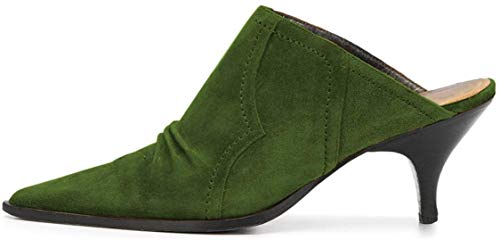 YDN Women Chic Slip On Low Heel Mules Pumps Pointed Toe Loafers Kitten Sandals Suede Comfort Sexy Shoes2