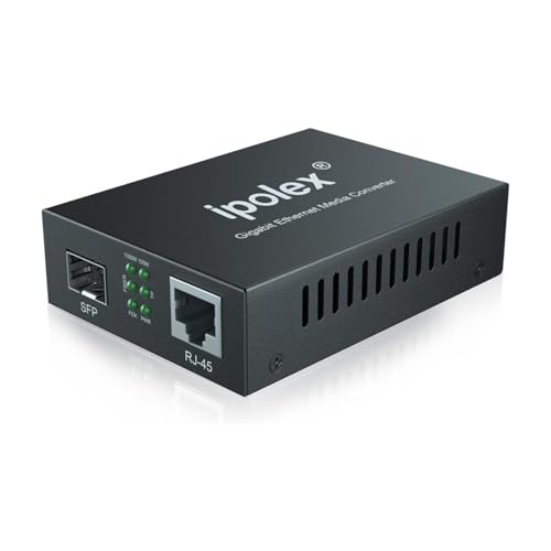 Image of ipolex 1.25G Gigabit Ethernet SFP to RJ45 Fiber Media Converter, 10 /100 /1000M RJ45 to 1000M SFP Slot, Fiber to Ethernet Converter, Supports 1000BASE-SX /LX LC Transceiver Module