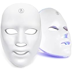 Caretas Facial Con Lentes Máscara Facial Led, Máscara De Terapia De Fotón, Máscara Inalámbrica De 7 Colores Led, Máscara Facial De Rejuvenecimiento De La Pie (A)