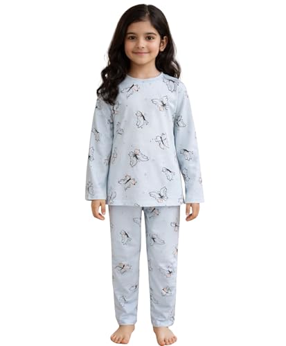 Image of ANTHRILO Blue Butterfly Long Sleeve Pyjama Set - Blue | 9-10 Years