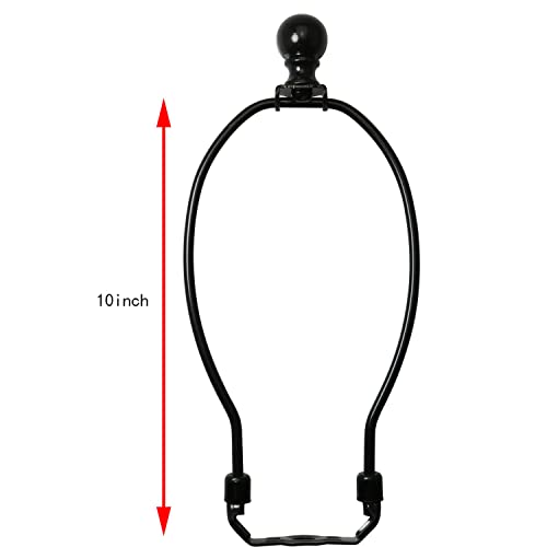 Image of 10 Inch Lamp Harp Holder with 1-1 /2 Inch Lamp Finial Oil Rubbed Black Steel Ball Knob Lamp Shade Finial for Table and Floor Lamps, Black (Pack of 2)