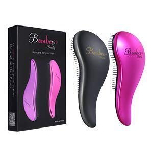 Bombex Detangling Brush - 2-Pack - Wet/Dry Detangling Hair Brush, No Pain Natural Hair Detangler For Adults & Kids, No More Tangles (Pink & Matte Black) #TOP2