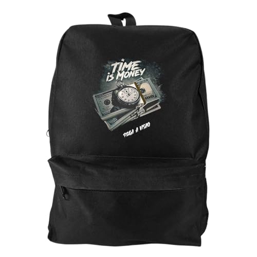 Mochila Bolsa Masculina Escolar Preta Basica Com Ziper Dollar Relogio
