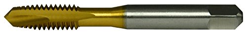 Greenfield Threading 356211 TiN-Surface H2-Limit 2-Straight Flute Plug Spiral Point Tap, #3-48, HSS, Uncoated (Bright) Coating, Right Cut