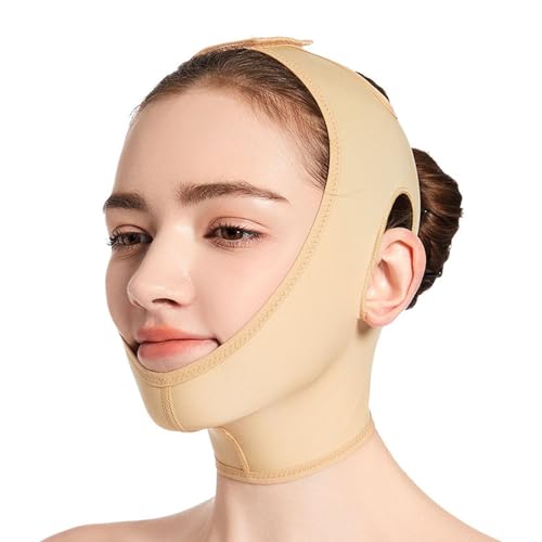 WKZSXXMJ Prenda de Compresión para el Mentón Después de Una Cirugía de Liposucción Vendaje con Correa para Cubrir el Cuello para Mujeres Tensado de la Papada(M)
