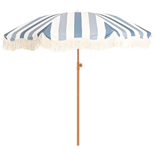 Parasol de plage inclinable à franges pour des après-midi farniente au jardin