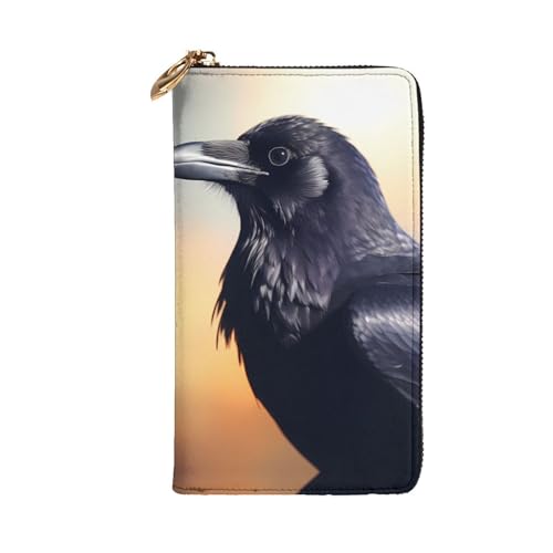 Ravens Prints Leather Long Clutch Wallet for Fashionable Girls and Women - Durable, Stylish, and Functional, Black, One Size2