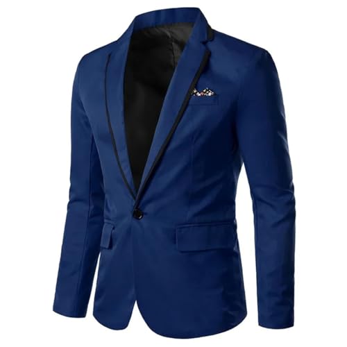 Men's Color Block Long Sleeve Lightweight Casual Solid Blazer One Button Slim Fit Sport Coat