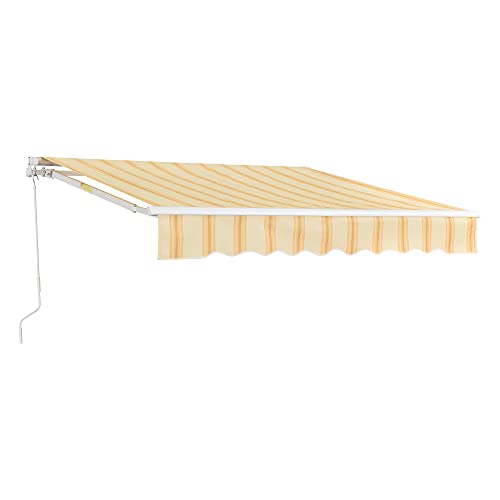 [en.casa] Gelenkarmmarkise Bitonto Klemmmarkise 300 x 250 cm Markise mit Handkurbel Balkon Sonnenschutz Aluminium Terrassenüberdachung Gelb/Weiß