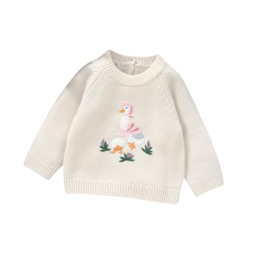 Newborn Baby Toddler Boy Girl Sweater Cute Duck Embroidery Long Sleeve Pullover Knit Tops Fall Winter Kids Warm Outfit