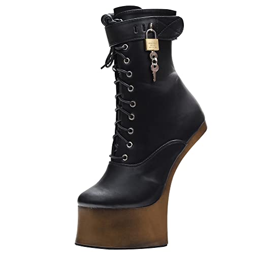 JiaLuoWei Women Ankle Boots, 7inch High Heel New Fancy Pony Play Boot Fetish Ankle Platform Boots