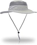 EONPOW Fishing Hats Windproof UPF50+ UV Protection Bucket Beach Mesh Sun Hat 56-61cm Light Gray