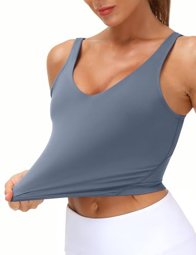 Image of THE GYM PEOPLE Womens' Sports Bra Longline Wirefree Padded with Medium Support