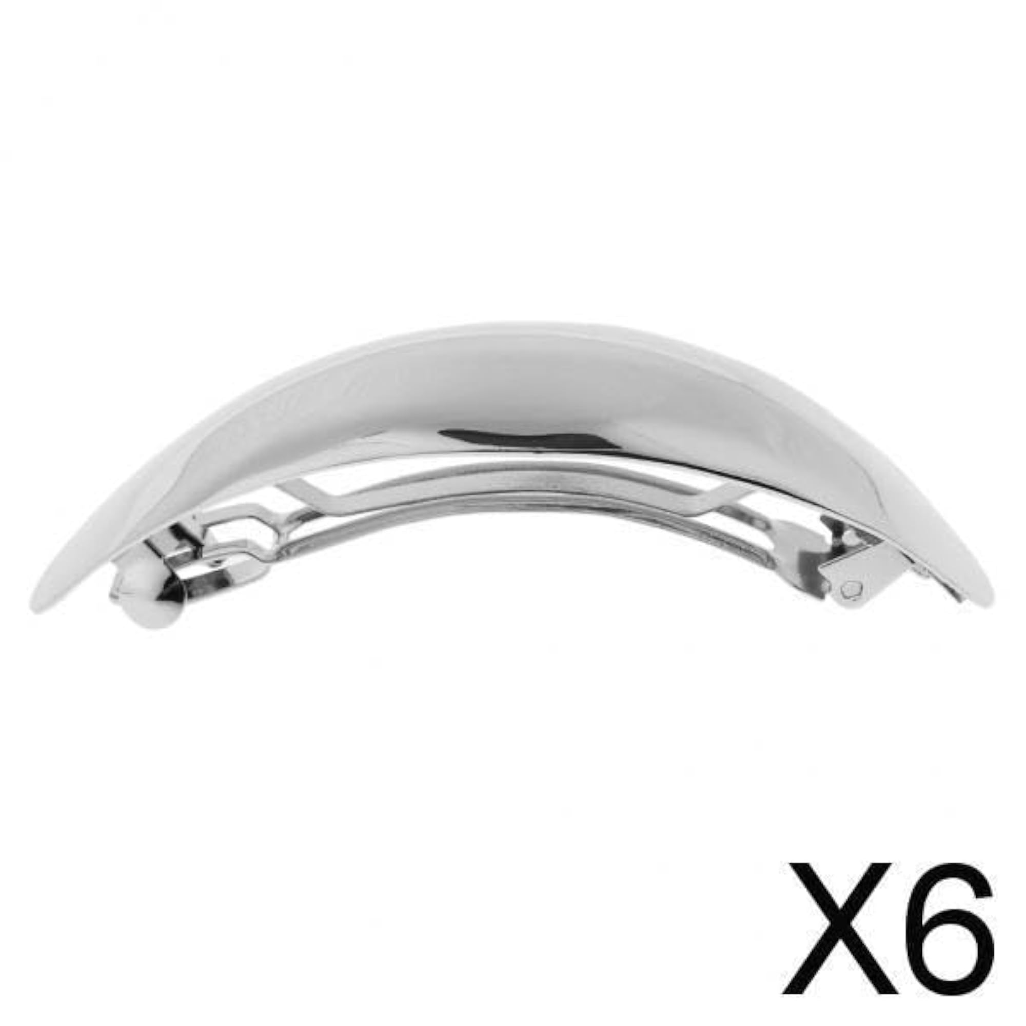6x Shiny Metal Curved French Barrette Hair Clips