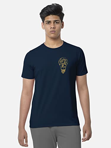 Image of BULLMER Black Trendy Typographic Printed Round Neck Half Sleeve Tshirt for Men