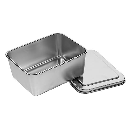 OUNONA Stainless Steel Baking Pan Rectangular Cake Tin Lid for Tiramisu Banana Bread Meatloaf