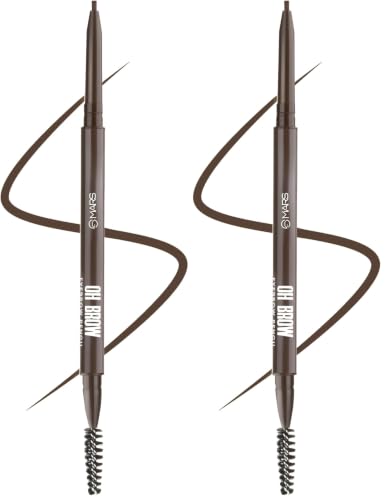 Image of MARS OH Brow Eyebrow Pencil | Micro Precision Retractable with a Spoolie | Highly Pigmented | Smudge Proof & Water Resistance | Long-Lasting | Lightweight Eyebrow Pencil (0.1 gm) (Dark Brown)