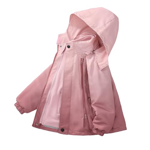 NSICBMNO Kids Winter Jacket Girls 3 In 1 Waterproof Jacket With Hood Teddy Fleece Jackets Windbreaker Parka Sherpa Fleece Rain Coats Hooded Padded Jackets Snowsuit Outerwear For 11-12 Years