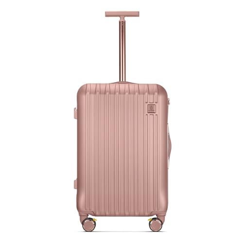Image of Swiss Era Hard Shell Luggage 65 Cms - Premium ABS Spinner 8 Wheels Single Rod Rose Gold Accessories Trolley Bag 24 Inches - Lightweight Trolley Bag for Flight - Rose Gold|24
