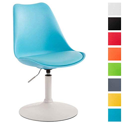 CLP Silla Comedor Maverick con Estructura de Plástico I Silla de Espera con Asiento de Polipiel I Silla de Visita Regulable en Altura & Giratoria I Color: Azul, Blanco