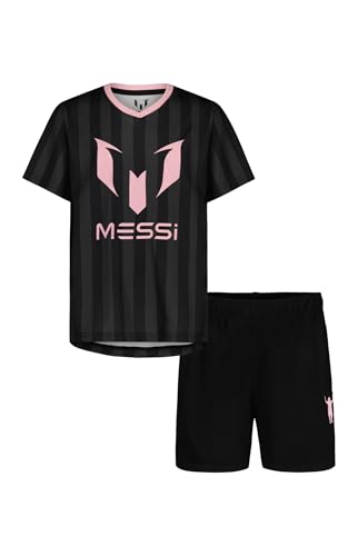 Messi Boys Lifestyle Short Sleeve 2-Piece Set Slim-Fit Jersey Set With Top & Shorts Stretch Limo