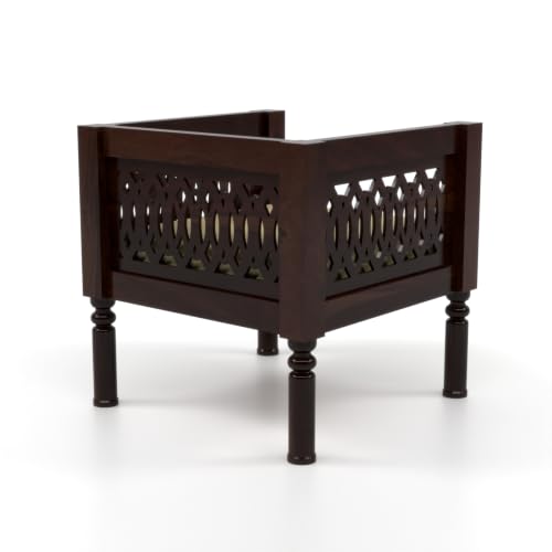 Image of NATRAJ ART & CRAFT Sheesham Wood 1 Seater Sofa Set for Living Room | Wooden CNC Sofa Set for Living Room Furniture (1 Seater, Walnut Finish)