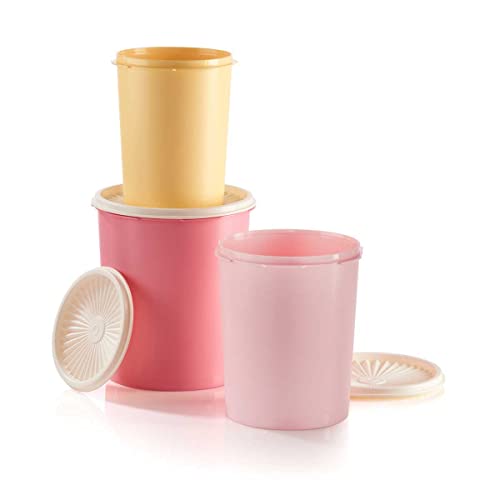 Tupperware Vintage Decorative Canister Set of 3, 1.2L, 1.8L, 2.75L, Stackable, Dishwasher Safe