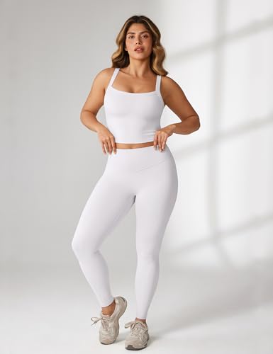 Image of UNISSU Hugcurve Adjustable Longline Sports Bra Square Neck Workout Tank Crop Tops for Women with Built in Bra Padded Camisole