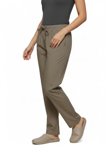 Image of Women's Cotton Linen Solid Lounge Bottom Plus Size Pant Pyjamas for Women Sleepwear Regular Fit Casual Trousers