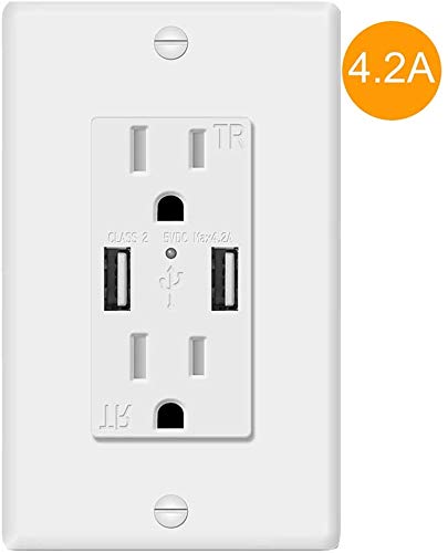 4.2A USB Wall Outlet, Wall Outlets with USB Charging Ports, 15 Amp 110V