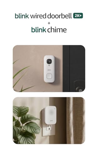 Image of Blink Wired Doorbell 2K+ (all-new) and Blink Chime (newest model) - Head-to-Toe 2K video doorbell, continuous hardwired power, in-home chime, enhanced audio - (White)