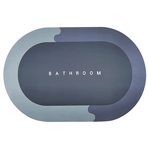 BOUTICOL Badematte, Badezimmerteppich Mit Rutschfestem Boden, Teppich Badezimmer Mit Schneller Wasseraufnahme, Waschbarer Teppich Für Bad Und Eingang (40*60cm) (Blau) Cover