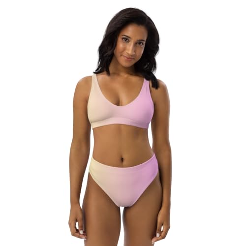 Bikini rose dégradé taille haute sculptant pour silhouette sublimée