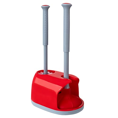 Toilet Plunger and Brush Set for Bathroom Cleaning with Holder 16inch Plunger and Brush with Holder for Deep Cleaning Bathroom