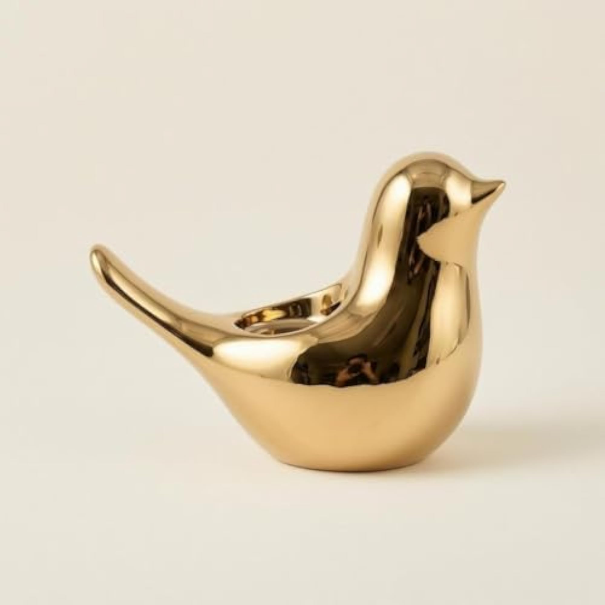 Compact Bird-Shaped Candle Holder Decorative Mirror Finish