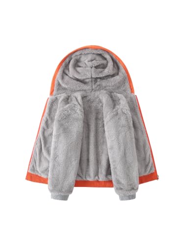 Image of Kids Boys Zip-Up Hooded Sherpa Lined Jacket Fleece Sweatshirts Coat
