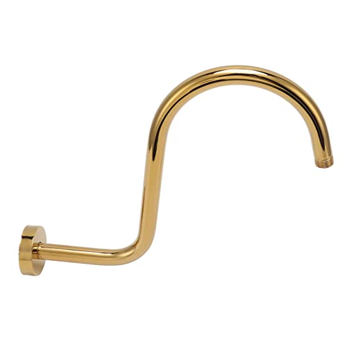 S Shaped Shower Arm Brushed with Flange Gooseneck Wall Mounted Shower Head Gold Finish Wall Mounted Higher Shower Head Premium Thickened Stainless Steel