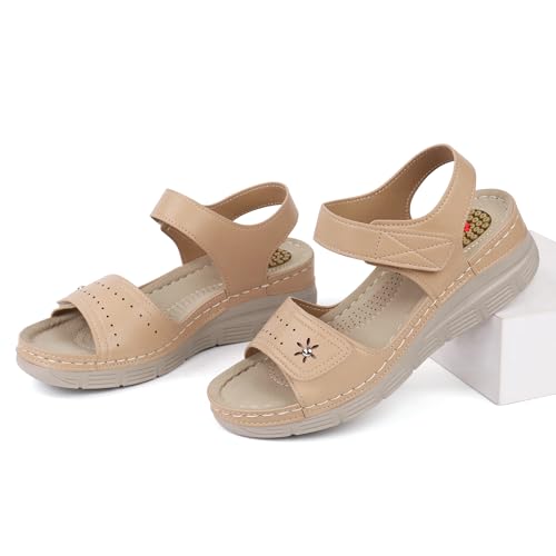 Image of JABASIC Women Comfortable Sandals Orthotic Walking Sandals Orthopedic Arch Support Sandals