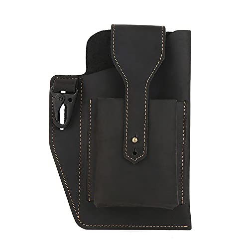 Étui de téléphone en cuir vintage pour homme avec finitions tendance noir