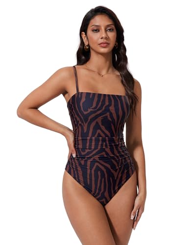 Image of SUUKSESS Women Sexy One Piece Swimsuit Tummy Control Square Neck Bathing Suit