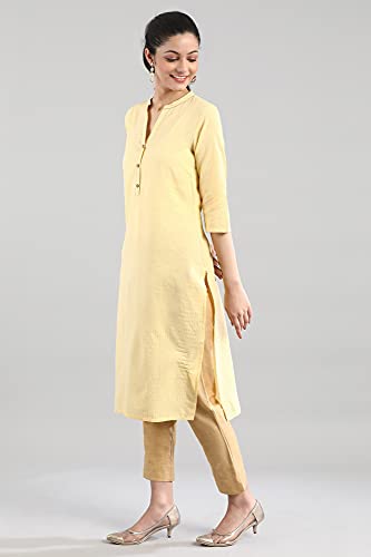 Image of Aurelia Women Cotton Blend Regular Fit Yarn-Dyed Kurta
