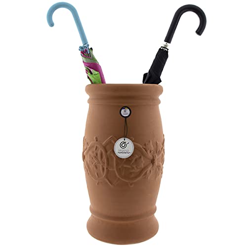 CERAMICA RAMBLENA | Portaombrelli Amazon Originale in Ceramica | Terracotta Rossa - Modello 10 | 22x22x43 cm