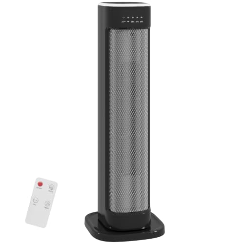 Image of HOMCOM Ceramic Space Heater with Fan 2000W 3 Heat Settings 15H Timer Black