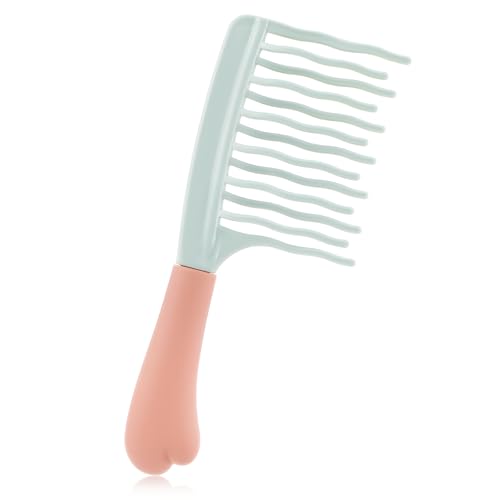 LXUEJIE Wide Tooth Comb for Curly, Detangling Comb with Double Row Wavy Tooth, Upgraded Big Tooth Detangling Combs for Curly Permed Hair for Women Girls Men(Green)