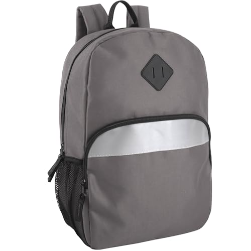 Trail maker Reflective School Backpack for Kids | Colorful Backpack with Adjustable Straps, Side Water Bottle Pockets (Grey)