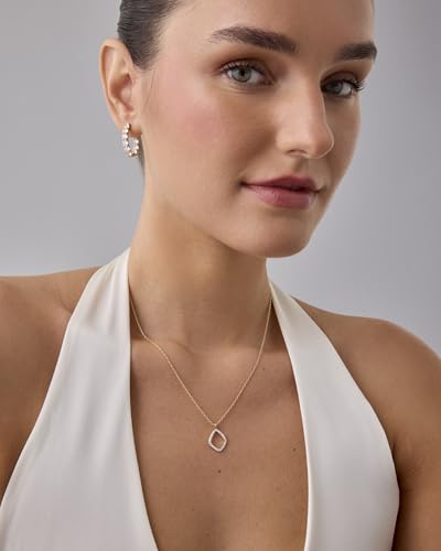 PAVOI 14K Gold Plated Two Toned Mixed Metals Diamond Shaped Dangle Pendant Necklace for Women with Cubic Zirconia | Geometric Necklace3